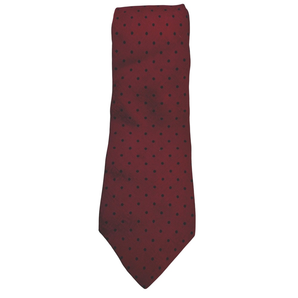 Leonardo Strelli Red Black Polka Dot Silk Tie Made in Italy Business‎ Formal